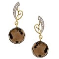 14k Yellow Gold Smokey Quartz Dangle Earrings