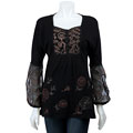 RXB Women's Black Embroidered Mesh Top