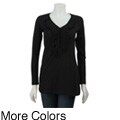 RXB Women's Long-sleeve Ruffled V-neck Top