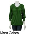 RXB Women's 3/4-sleeve Ruffle Trim Top