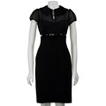 Calvin Klein Women's Black Cap Sleeve Belted Career Dress