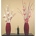 Red Bamboo 17-inch Cylindrical Vase and Floral Arrangement