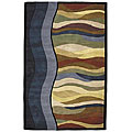 Hand-tufted Megan Wavey Lines Blue Wool Rug (5' x 8')