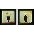 Charlotte Foust 'Aqua Floral' Framed Wall Art (Set of 2)