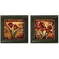 Patrick 'Floral Song in Red' Framed Wall Art (Set of 2)