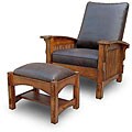 Vintage Leather Morris Chair with Ottoman