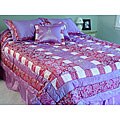 Floral Stripes 6-piece Silk Essence Queen Comforter Set