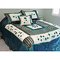 Green Velvet Vines 6-piece Full-size Comforter Set