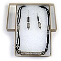 Silver Onyx Necklace/ Earrings Set (Thailand)