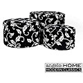 angelo: HOME Nesting Round Ottomans Black and White Vine (Set of 3)
