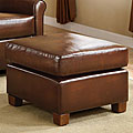 Metropolitan Faux Bi-cast Brown Leather Ottoman