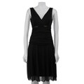 Connected Apparel Women's Black Surplice Sheer Dress