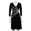 Connected Apparel Women's 3/4-sleeve V-neck Dress