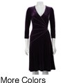 Connected Apparel Women's 3/4-sleeve Velvet Dress