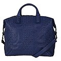 Bottega Veneta Vintage Intreciato Blue Leather Boston Bag