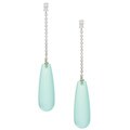 14k White Gold Chalcedony and 1/10ct TDW Diamond Dangle Earrings