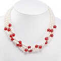 Handmade White Pearl and Red Ruby Quartz Necklace (Thailand)