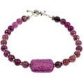 Sterling Silver Bead Chaurite Women's Purple Bracelet (Thailand)