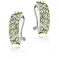 Sterling Silver Peridot and Diamond Half Hoop Earrings
