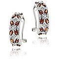 Sterling Silver Garnet and Diamond Half-hoop Earrings