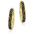 18k Gold over Sterling Silver Enamel Tiger Print Hoop Earrings