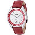 Fossil Women's Clear Crystal Red Strap Watch