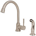 Brienza Hi Arc Brushed Nickel Kitchen Faucet with Side Spray