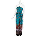 Wishes Women's Teal Beaded Halter Dress