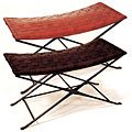 Woven Leather and Iron Bench (India)