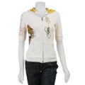 Ed Hardy Women's White Tiger 1/2-sleeve French Terry Hoodie