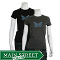 Crazy Haute Women's Rhinestone Butterfly T-shirt