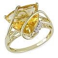 10k Yellow Gold Cognac Quartz and Diamond Ring