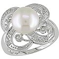 10k White Gold FW Pearl 1/10ct TDW Diamond Ring (10-10.5 mm)