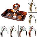 Kraus Autumn Rectangular Glass Vessel Sink and Waterfall Faucet