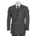 Haspel Men's Grey Plaid Double-breasted Wool Suit