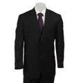 BCBG Men's Black Stripe 2-button Side Vent Wool Suit