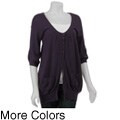 Qi Women's Cashmere Slouchy Scoop-neck Cardigan