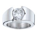 Stainless Steel Cubic Zirconia Asymmetrical Ring