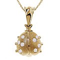 18k Gold over Silver 1/6ct TDW Diamond Ladybug Necklace