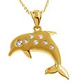 18k Gold over Silver 1/8ct TDW Diamond Dolphin Necklace