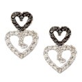 10k White Gold 1/5ct TDW Black and White Diamond Heart Earrings