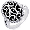 Sterling Silver Onyx and 1/4ct TDW Diamond Ring (I-J, I2-I3) (Size 7)