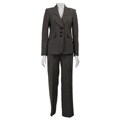 Kasper Women's Grey 2-piece 3-button Scalloped Collar Pant Suit