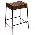 Woven Leather Backless Barstool (India)