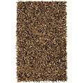 Hand-tied Brown Leather Shag Rug (2'5 x 4'2)