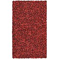 Hand-tied Red Leather Shag Rug (2'5 x 4'2)