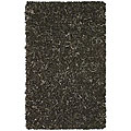 Hand-tied Black Leather Shag Rug (2'5 x 4'2)