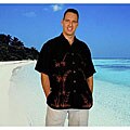 Men's Black Bamboo Hawaiian Aloha Shirt (Indonesia)