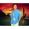 Men's Blue Bamboo Hawaiian Aloha Shirt (Indonesia)