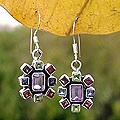 Sterling Silver 'Color Wheel' Multi-gemstone Earrings (India)